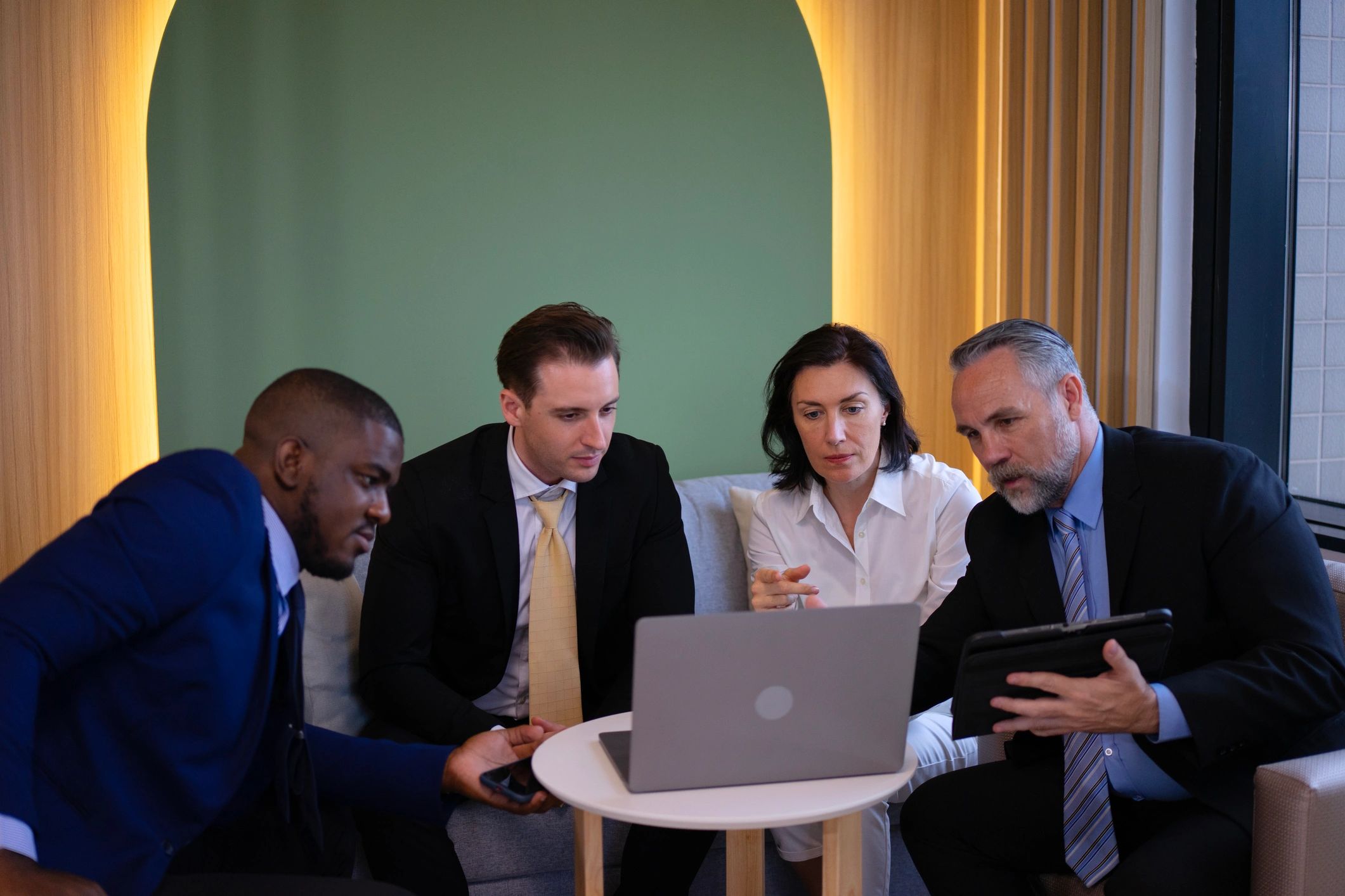 Business team meeting to review growth plans